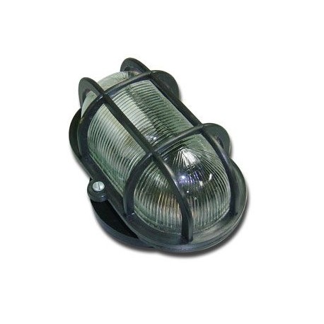 LUMINÁRIA PRETA COM GRADE PARA CAIXA DE INSPEÇÃO