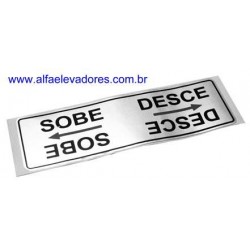 PLACA ADESIVA DE POLIESTER 130 X 40 MM "SETA SOBE E DESCE" 