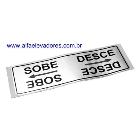 PLACA ADESIVA DE POLIESTER 130 X 40 MM "SETA SOBE E DESCE" 