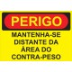 PLACA DE PVC ADESIVA 220 X 310 MM  "PERIGO MANTENHA-SE DISTANTE DA ÁREA DO CONTRA-PESO"